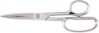 Klein Tools 718LR Scissors, Made in USA, Heavy Duty Shear Cuts Fabric, Rubber, Poultry, Light Metal, and More, High-Leverage, Ergonomic Snips, 8-5/8-Inch