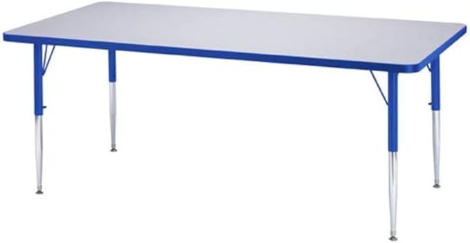 Jonti-Craft Berries 6403JCA003 Rectangle Activity Table, A-Height (24"-31" Adjustable Height), 24" x 48", Gray/Blue/Gray