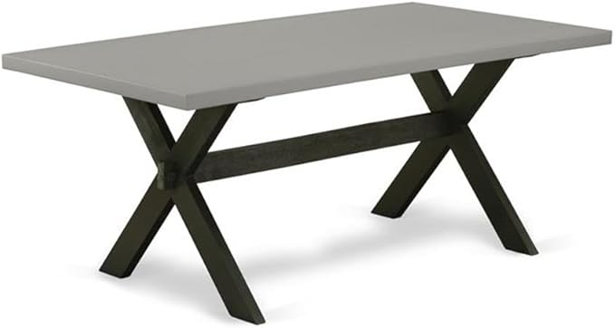 East West Furniture X697AB106-5 5 Piece Kitchen Table & Chairs Set Includes a Rectangle Dining Table with X-Legs and 4 Shitake Linen Fabric Parson Dining Chairs, 40x72 Inch, Multi-Color