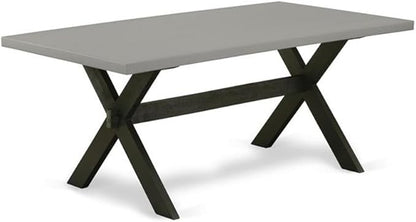 East West Furniture X697FR102-6 6 Piece Dining Table Set Contains a Rectangle Kitchen Table with X-Legs and 4 Light Beige Linen Fabric Parson Chairs with a Bench, 40x72 Inch, Multi-Color