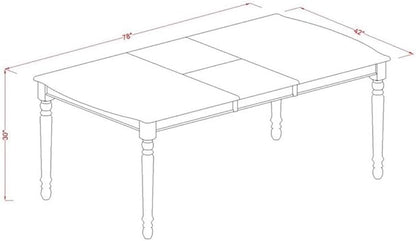 East West Furniture DOCL7-LWH-W 7 Piece Modern Dining Table Set Consist of a Rectangle Wooden Table with Butterfly Leaf and 6 Kitchen Dining Chairs, 42x78 Inch, Linen White