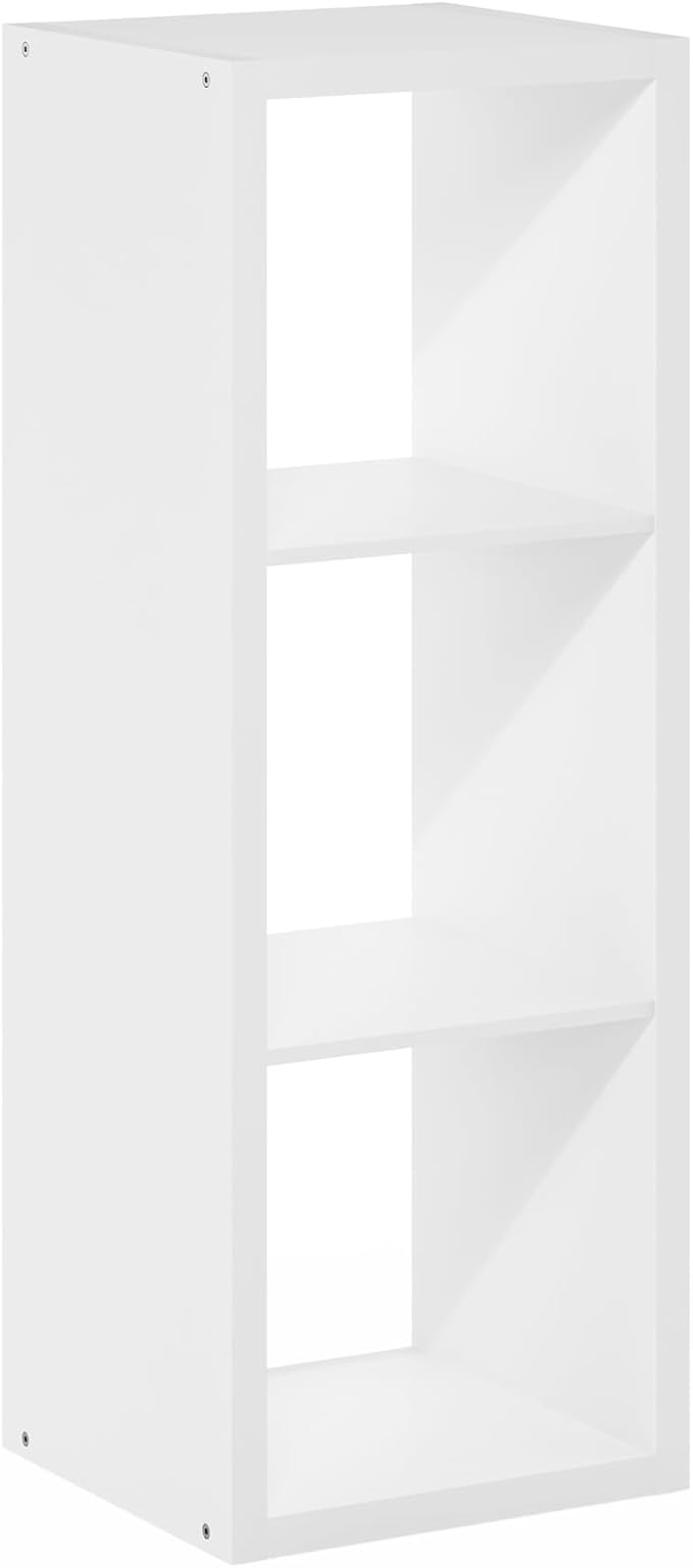 Furinno Cubicle Open Back Decorative Cube Storage Organizer, 3-Cube, White