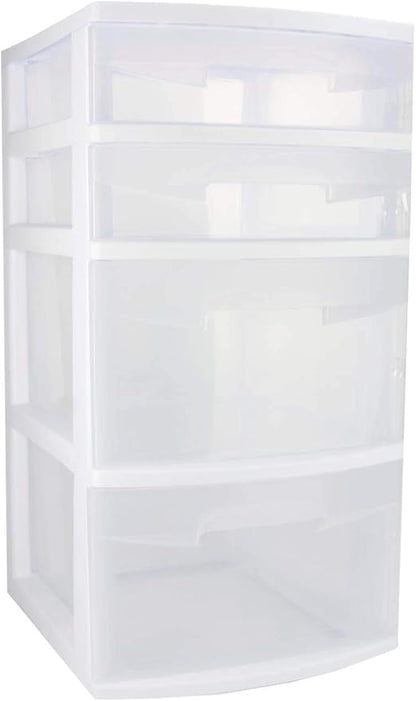 Sterilite 28228002 Home 4 Drawer Wide Storage Cart Portable Container w/Casters