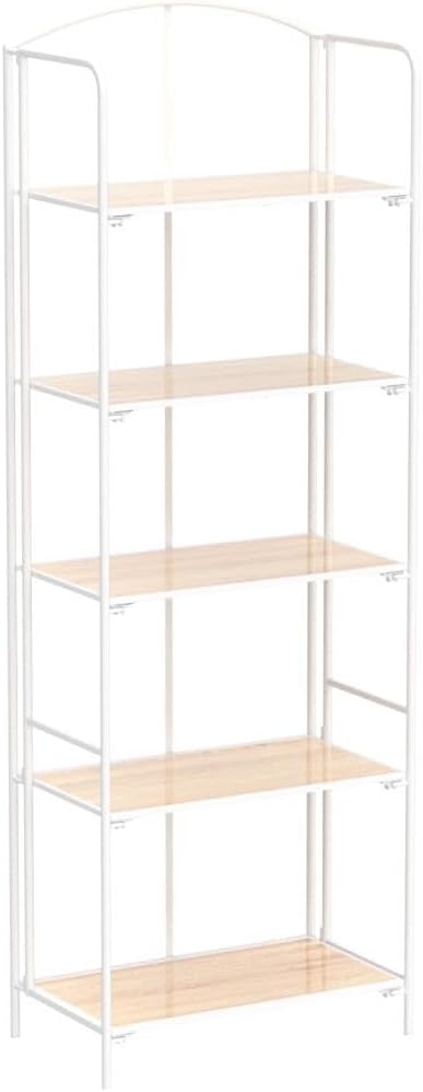 Crofy No Assembly Folding Bookshelf for Living Room, 5 Tier White Collapsible Book Shelf for Home Office, Portable Bookcase Storage Organizer