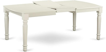 East West Furniture DOBR7-LWH-02 7 Piece Dining Table Set Consist of a Rectangle Table with Butterfly Leaf and 6 Light Beige Linen Fabric Upholstered Chairs, 42x78 Inch, Linen White