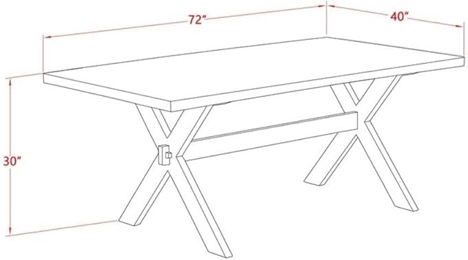 East West Furniture X677EL121-6 6 Piece Dining Set Contains a Rectangle Dining Room Table with X-Legs and 4 Blue Linen Fabric Parson Chairs with a Bench, 40x72 Inch, Multi-Color