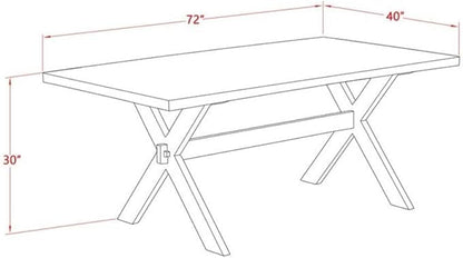 East West Furniture X077VE215-7 7 Piece Dining Set Consist of a Rectangle Dining Room Table with X-Legs and 6 Baby Blue Linen Fabric Upholstered Parson Chairs, 40x72 Inch, Multi-Color