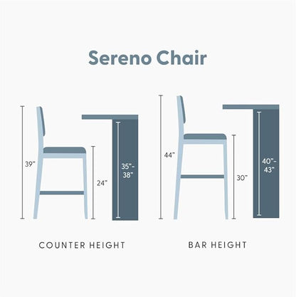 Plank+Beam Sereno Bar Stool, 30", Set of 2, Sturdy Wood Modern Kitchen Bar Height Stool, Upholstered Cushion Bar Chair with Back, Pecan/Ivory