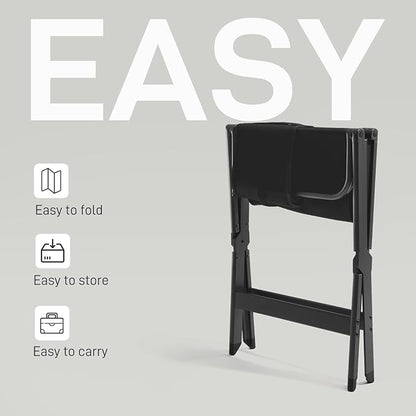EVER ADVANCED Aluminum Lightweight Directors Chair Foldable, Folding Studio Movie Chairs Camping Event Vendor Chair, 19" Seat Height Black Fabric/Grey Frame, Support 350lbs