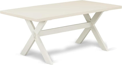 East West Furniture X027EL207-9 9 Piece Kitchen Table & Chairs Set Includes a Rectangle Dining Room Table with X-Legs and 8 Gray Linen Fabric Parson Dining Chairs, 40x72 Inch, Multi-Color