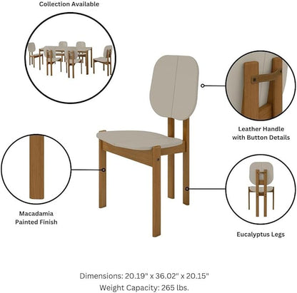 Manhattan Comfort Mid-Century Modern Gales Dining Chair with Solid Wood Legs in Greige - Set of 4