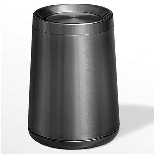 10 L/2.6Gallen,Swing Lid Trash Can,Brushed Stainless Steel Garbage Can with Flipping Lid,for Bathroom, Kitchen,Living Room,Bedroom,Hotel (Black Gold)