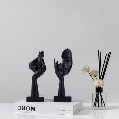 Thinker Modern Art Abstract Black Face Sculpture - Office, Study, Home Decor