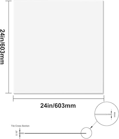 VEVOR 12-Pack 24 x 24 in Drop Ceiling Tiles - Premium PVC Foam Sheet, Fire-Rated & Flexible, Easy Installation, Home/Office Decoration, Smooth White