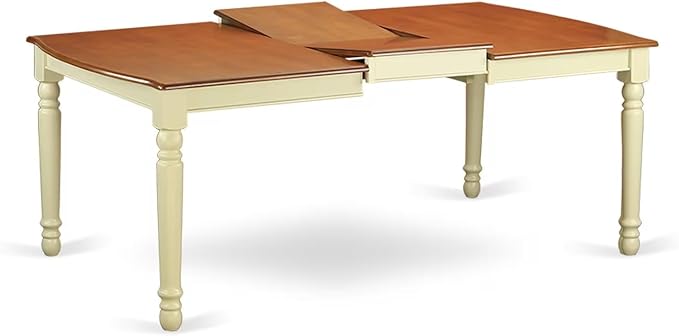 East West Furniture DOAN7-WHI-W 7 Piece Kitchen Table Set Consist of a Rectangle Dining Table with Butterfly Leaf and 6 Dining Room Chairs, 42x78 Inch, Buttermilk & Cherry