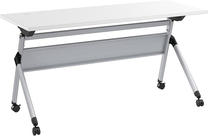 Bush Business Furniture Folding Training Table, 60 inch Desk, Commercial-Grade Bundle for Office or Classroom, Envision Collection, White