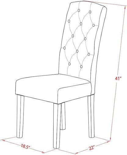 East West Furniture DOCE7-MAH-10 7 Piece Dinette Set Consist of a Rectangle Dining Room Table with Butterfly Leaf and 6 Dahlia Linen Fabric Parsons Dining Chairs, 42x78 Inch, Mahogany