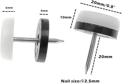 ALIMITOPIA 40pcs Furniture Glide Nail-in Thickened Nylon Chair Glide Slider Furniture Pad Floor Protector for Wooden Furniture Chair Tables Leg Feet(Φ20mm or 0.8";White)