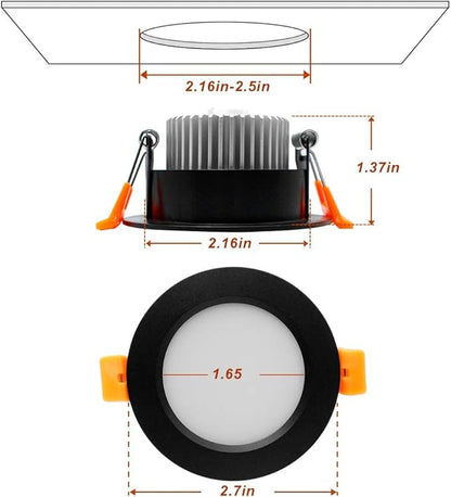 YGS-Tech 2 Inch LED Recessed Lighting, Dimmable Downlight 3W(35W Halogen Equivalent), CRI80, 4000K Natural White Ceiling Light with LED Driver(1 Pack)