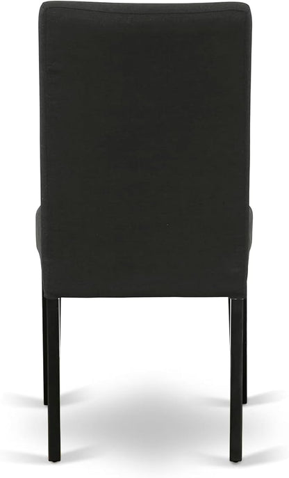 East West Furniture V677DR124-5 5 Piece Dining Room Table Set Includes a Rectangle Kitchen Table with V-Legs and 4 Black Color Linen Fabric Parson Dining Chairs, 40x72 Inch, Multi-Color