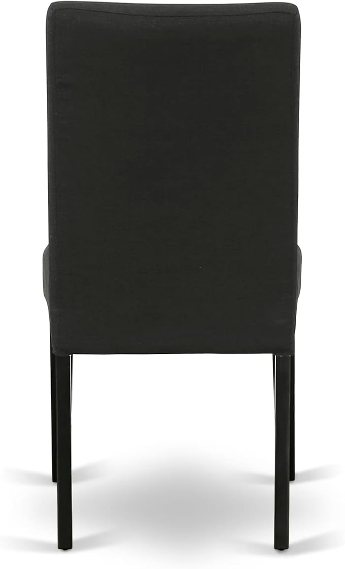 East West Furniture V627DR124-5 5 Piece Dining Room Table Set Includes a Rectangle Kitchen Table with V-Legs and 4 Black Color Linen Fabric Parson Dining Chairs, 40x72 Inch, Multi-Color