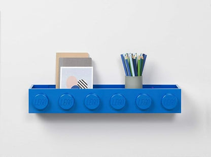 Room Copenhagen, Lego Book Rack - Decorative Floating Shelf Storage - Blue