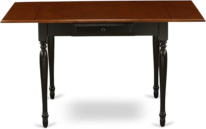 East West Furniture MZKE3-BCH-W 3 Piece Modern Dining Table Set Contains a Rectangle Wooden Table with Dropleaf and 2 Dining Chairs, 36x54 Inch, Black & Cherry
