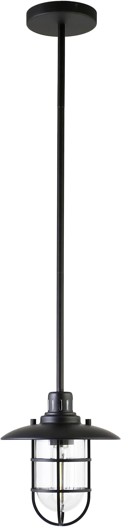 Bay 8.25" Wide Lantern Pendant with Glass/Metal Shade in Blackened Bronze/Clear
