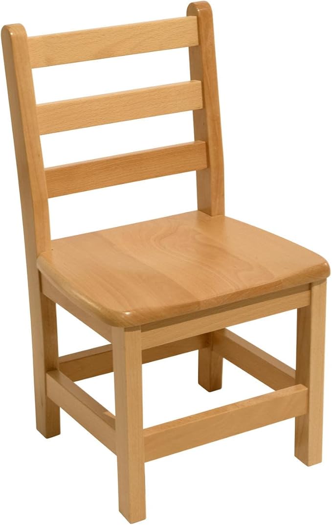 Kids Wooden Chair Set, Fully Assembled Youth Ladderback Wood Chairs for Children, 15" Seat Height for Ages 9-11 (Set of Two)