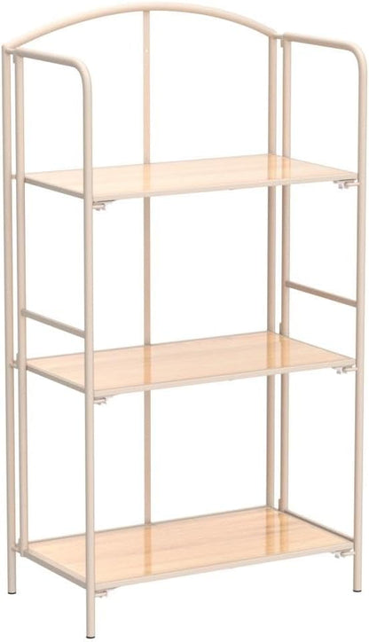 Crofy No Assembly Folding Bookshelf for Living Room, 3 Tier White Collapsible Book Shelf for Home Office, Portable Bookcase Storage Organizer