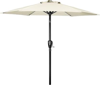 YSSOA 7.5' Patio Umbrella Outdoor Table Market Yard Umbrella with 6 Sturdy Ribs, Beige