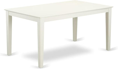 East West Furniture CAAB5-LWH-02 5 Piece Modern Dining Table Set Includes a Rectangle Kitchen Table and 4 Light Beige Linen Fabric Upholstered Chairs, 36x60 Inch, Linen White