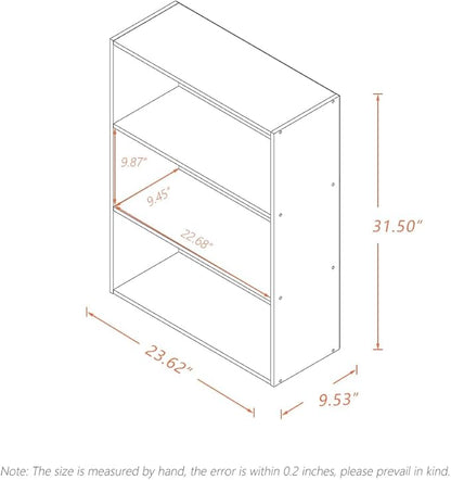 Basic Open Shelf Bookcase - 3-Tier Wooden Cube Storage Shelves Split Bookshelf, Oak