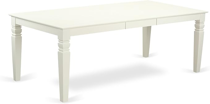 East West Furniture LGBO7-LWH-W 7 Piece Kitchen Table Set Consist of a Rectangle Dining Table with Butterfly Leaf and 6 Dining Room Chairs, 42x84 Inch, Linen White