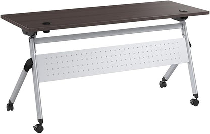 Bush Business Furniture Folding Training Table, 60 inch Desk with Powered Grommets, Commercial-Grade Bundle for Office or Classroom, Envision Collection, Gray