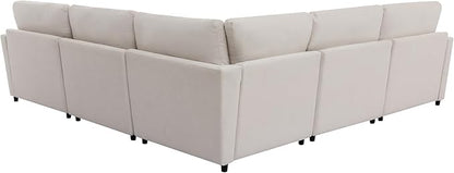Merax 6-Seater Modern Large U-Shape Sectional Sofa, with Removable Ottomans for Living Room,Beige