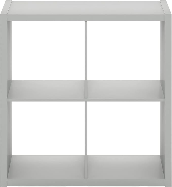 Furinno Cubicle Open Back Decorative Cube Storage Organizer, 4-Cube, Light Grey