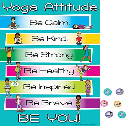 Really Good Stuff Children’s Yoga and Mindfulness Kit, Yoga for Kids with 24 Chips with Poses, Instruction Card and Poster- Encourage Students to Exercise, be Calm and de-Stress