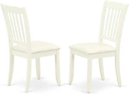 East West Furniture MZDA3-LWH-C 3 Piece Dining Room Table Set Contains a Rectangle Kitchen Table with Dropleaf and 2 Linen Fabric Upholstered Dining Chairs, 36x54 Inch, Linen White