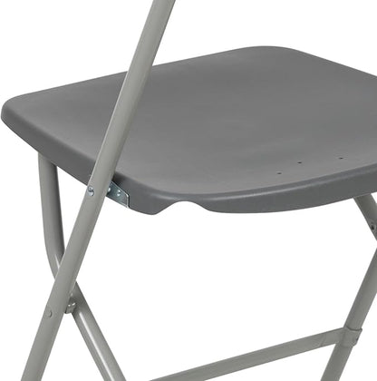 Flash Furniture Hercules Series Plastic Folding Chair - Grey - 4 Pack 650LB Weight Capacity Comfortable Event Chair-Lightweight Folding Chair