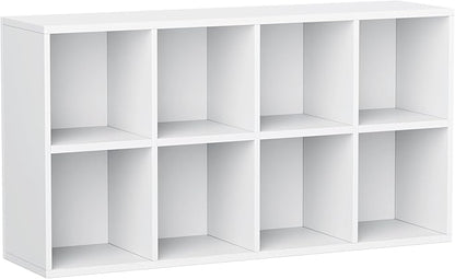 YESHOMY 8 Cube Bookcase, Open Frame 2-Tier Book Shelf, Bookshelf Storage Organizer with Adjustable Shelves for Organization, Room Decor, Milk White