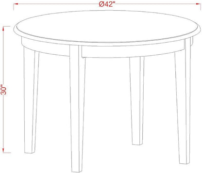East West Furniture BOVA3-LWH-W 3 Piece Modern Dining Table Set Contains a Round Kitchen Table and 2 Kitchen Dining Chairs, 42x42 Inch, Linen White