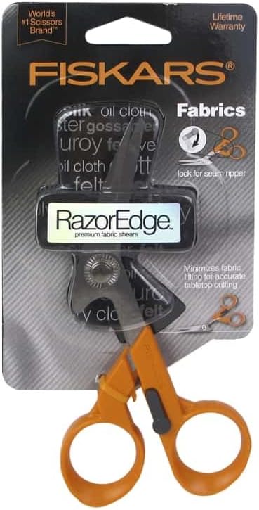 Fiskars 199800-1001RazorEdge Fabric Shears/Seam Ripper for Tabletop Cutting , 5 Inch