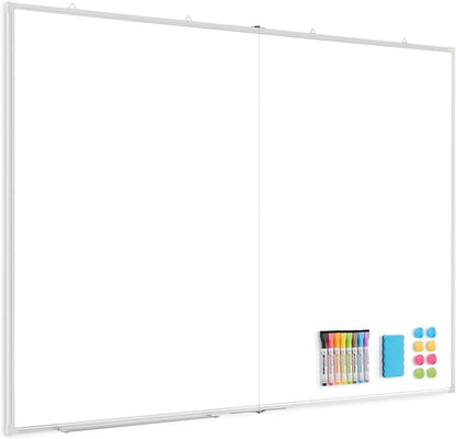 60" x 48" Double-Sided Large White Board, Foldable Magnetic Whiteboard Dry Erase Portable Wall Hanging Whiteboards for Home, School, Office