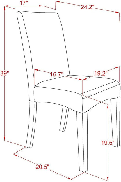 East West Furniture V627DR124-7 7 Piece Modern Dining Table Set Consist of a Rectangle Wooden Table with V-Legs and 6 Black Color Linen Fabric Parsons Dining Chairs, 40x72 Inch, Multi-Color