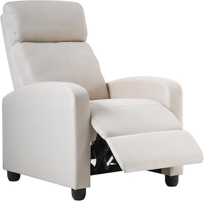 BestMassage | Recliner Chair | No Massage Function | Textile Beige | with Lumbar Support, Adjustable Push Back, Wide Armrests, Footrest & Padded Seat | Easy Assembly | for Living Room, Home Theatre