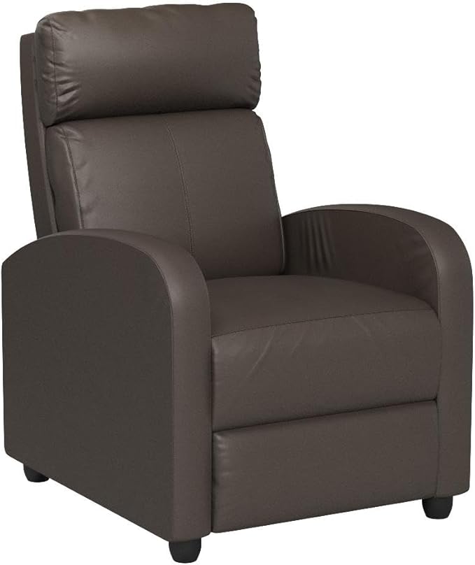 BestMassage | Recliner Chair | with 2 Point Massage Function | Pu Brown | with Lumbar Support, Adjustable Push Back, Footrest & Padded Seat | Easy Assembly | for Living Room, Home Theatre