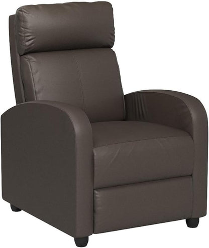 BestMassage | Recliner Chair | with 2 Point Massage Function | Pu Brown | with Lumbar Support, Adjustable Push Back, Footrest & Padded Seat | Easy Assembly | for Living Room, Home Theatre
