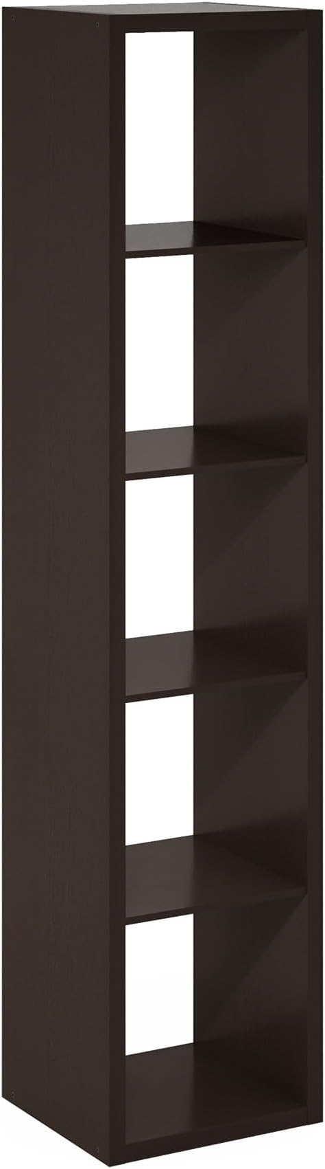 Furinno Cubicle Open Back Decorative Verticle Cube Storage Organizer, 5-Cube, Black Dark Oak