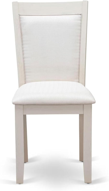 East West Furniture V027MZ001-6 6 Piece Dining Set Contains a Rectangle Dining Room Table with V-Legs and 4 Cream Linen Fabric Upholstered Chairs with a Bench, 40x72 Inch, Multi-Color